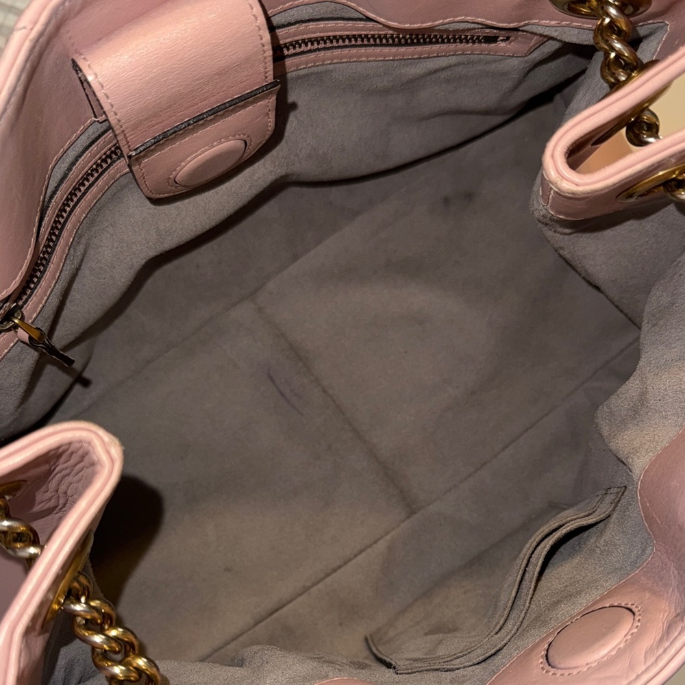 Gucci GG Marmont Pink Chevron Leather Shoulder Bag Medium Chain - Picture 3 of 7